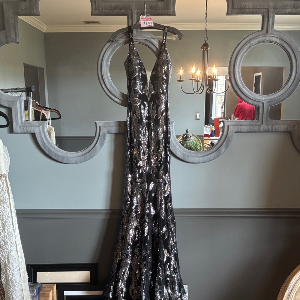 Elegant Black and Silver Gown